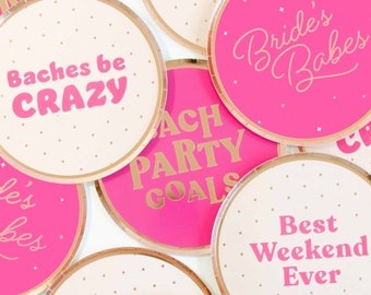 Bachelorette Party Paper Plates | 12 Pack with 4 Designs | Funny Cute Unique | Bridal Party Gifts Favors Decorations | Ready To Ship