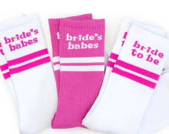 Bride's Babes Bachelorette Party Socks | 1990s Athletic, Tube Socks | Bridal Party Favors | Bridesmaids Gifts, Accessories | Nineties Decor