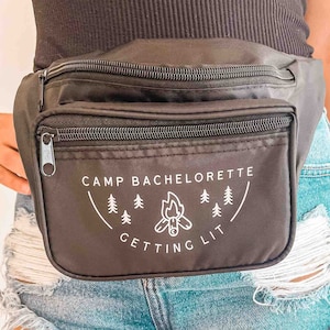 Camp Bachelorette Fanny Packs | Hiking Belt Bags with Zipper Pocket | Bridesmaids Bum Bags | Bridal Party Gifts | Camping Mountain Favors