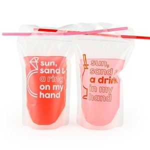 Bachelorette Party Drink Pouches | Beach, Pool, Lake Bridesmaid Reusable Booze Bag with Straw | Bachelorette Party Gifts, Favors, Ideas