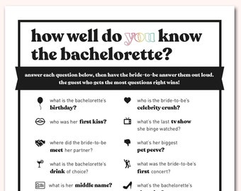 Lesbian Bachelorette Party Games - Bride Trivia | Printable PDF | Instant Download | Bachelorette Party Activities | LGBTQ Favors Gift Decor