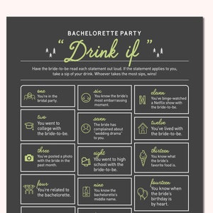 Camp Bachelorette Party Game - Drink If | Printable PDF | Instant Download | Mountain, Camping, Hiking Activities, Game, Decor, Favors, Gift