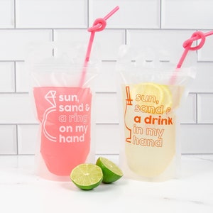 Bachelorette Party Drink Pouches | Beach, Pool, Lake Bridesmaid Reusable Booze Bag with Straw | Bachelorette Party Gifts, Favors, Ideas