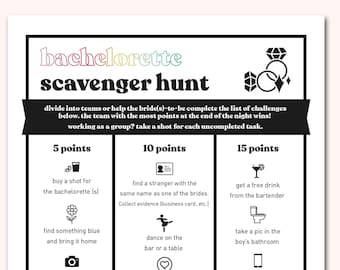 Lesbian Bachelorette Party Games - Scavenger Hunt | Printable PDF | Instant Download | Bachelorette Party Activities | LGBTQ Favors Decor