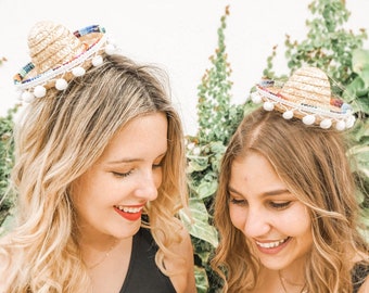 Mini Final Fiesta Sombreros with Pom-Poms | Margaritas & Matrimony Bachelorette Party Gifts | Bridesmaids Gifts, Favors | Mexican Decor