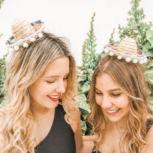 Mini Final Fiesta Sombreros with Pom-Poms | Margaritas & Matrimony Bachelorette Party Gifts | Bridesmaids Gifts, Favors | Mexican Decor