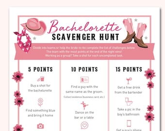 Nashville Bachelorette Party Game - Scavenger Hunt | Printable PDF | Instant Download | Bridal Party Activities | Last Bash In Nash Decor