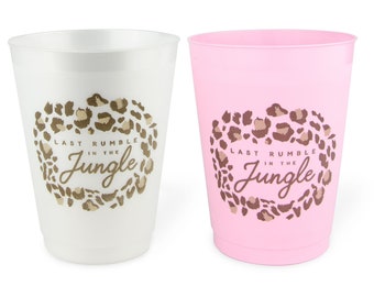 Jungle Bachelorette Party Cups | 12 Pack, 16 oz | Reusable Frost Flex Drinkware | Animal Print Bridesmaids Bridal Party Gifts Favors Decor