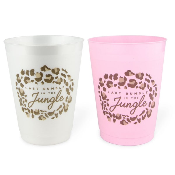 Jungle Bachelorette Party Cups | 12 Pack, 16 oz | Reusable Frost Flex Drinkware | Animal Print Bridesmaids Bridal Party Gifts Favors Decor