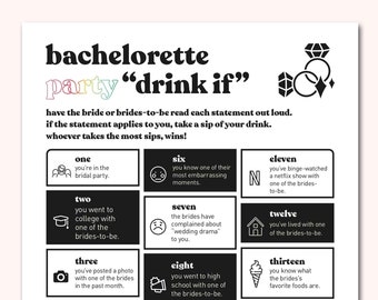 Lesbian Bachelorette Party Games - Drink If | Printable PDF | Instant Download | Bachelorette Party Activities | LGBTQ Favors Decor Gifts