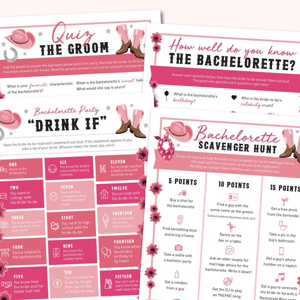 Nashville Bachelorette Party Game Bundle | Printable PDF | Instant Download | Bachelorette Party Activities | Last Bash In Nash