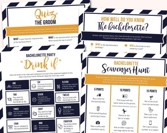 Nautical Bachelorette Party Game Bundle | Printable PDF | Instant Download | Bridal Shower Activities | Team Bride Games