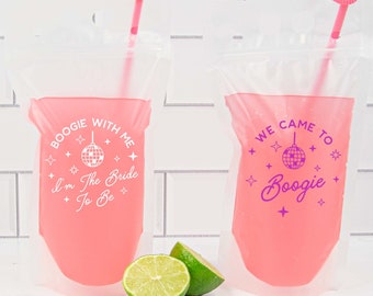 Bolsas para bebidas de despedida de soltera "La última fiesta disco de la novia" / Bolsas reutilizables para bebidas de damas de honor con pajita / Recuerdos geniales para despedida de soltera en la piscina o la playa
