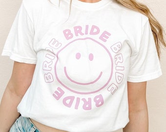 Y2K Bachelorette Party Shirts | Taylor Swift Lover Bridesmaids Shirts | 90s Bridal Party Gifts, Favors, Decor | Pastel Tie-Dye Smiley Face