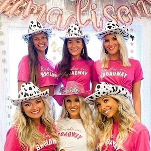 Cow Print Bachelorette Party Cowboy Hats | Country Western Bridesmaid Gifts | White Black Print Cowgirl Party Hat | Nashville Austin Decor