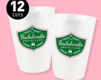 Bachelorette Social Club Party Cups - 12 Pk 16 oz | Custom Designed Drinkware | Cocktails & Country Club Perfect Match Last Swing Golf Decor