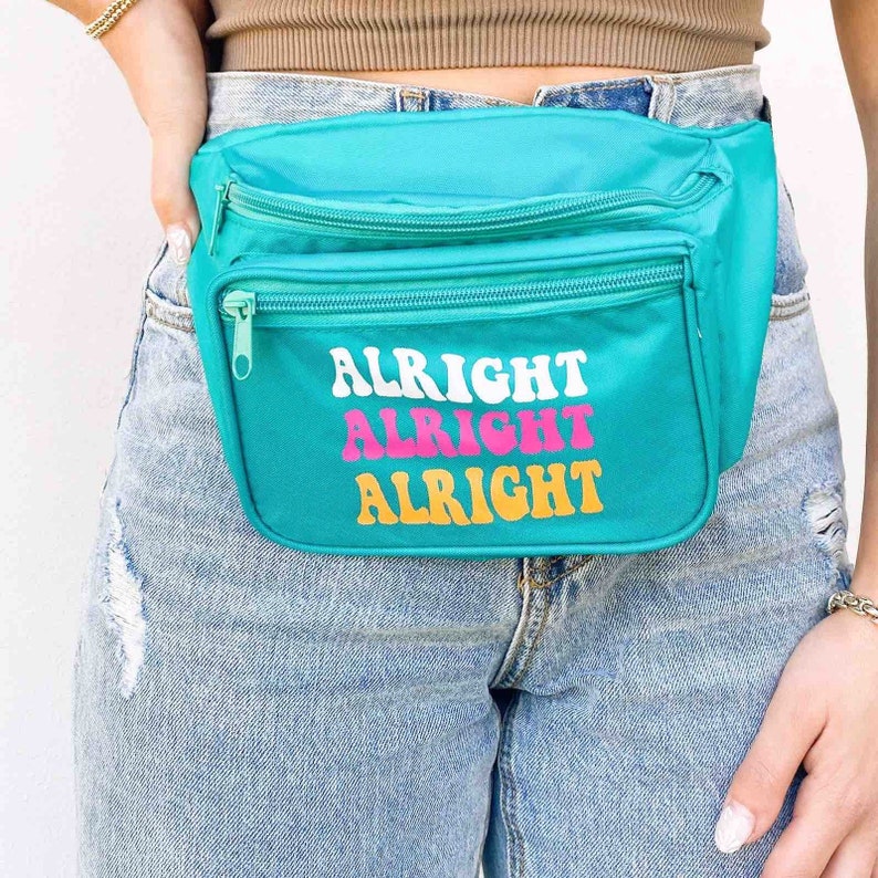 Dazed & Engaged Fanny Packs Zippered Belt Bags Adjustable Waistband 1990s Bridesmaid Bags Bridesmaid Bridal Shower Gifts Favors Party Teal, Alright