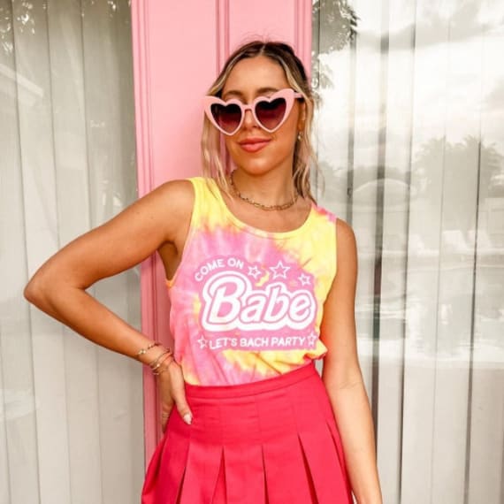 Let's Bach Party Bachelorette Tanks, Professionally Screen Printed, Malibu 1990s Vintage Retro Doll Tie-Dye Bridal Shirts, Bridesmaids Gifts