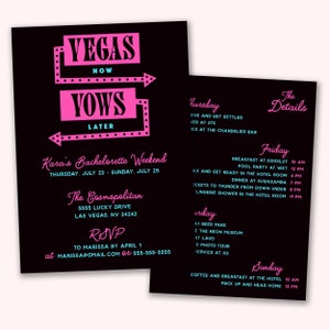 Vegas Now Vows Later Customizeable Party Invitation | Bachelorette Printable Editable Instant Download | Invitations with Itinerary | Decor