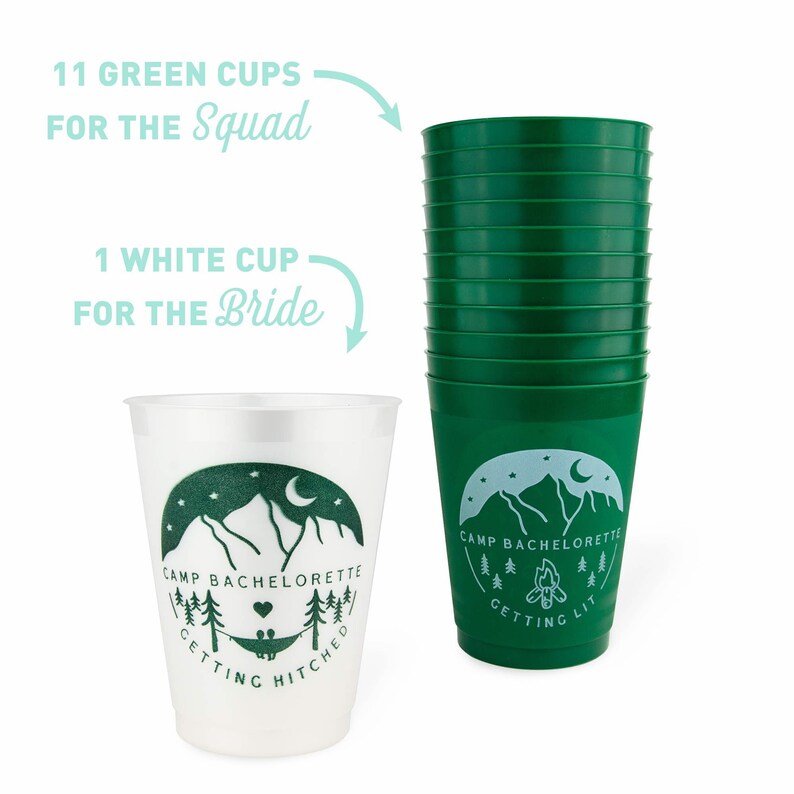 Camp Bachelorette Party Cups 12 Pack 16 Oz Reusable Frost Etsy