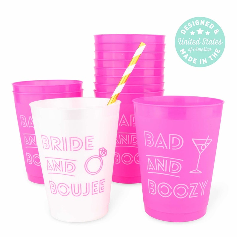 Bach & Boujee Bachelorette Party Cups 12 Pack Funny Bachelorette Party Favors Bad And Boozy Decorations 16 oz. Reusable Party Cups image 3