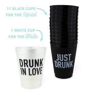 Drunk In Love Bachelorette Party Cups | 16 oz Frost Flex | Reusable, Washable | Bridesmaids Accessories, Gifts, Decor