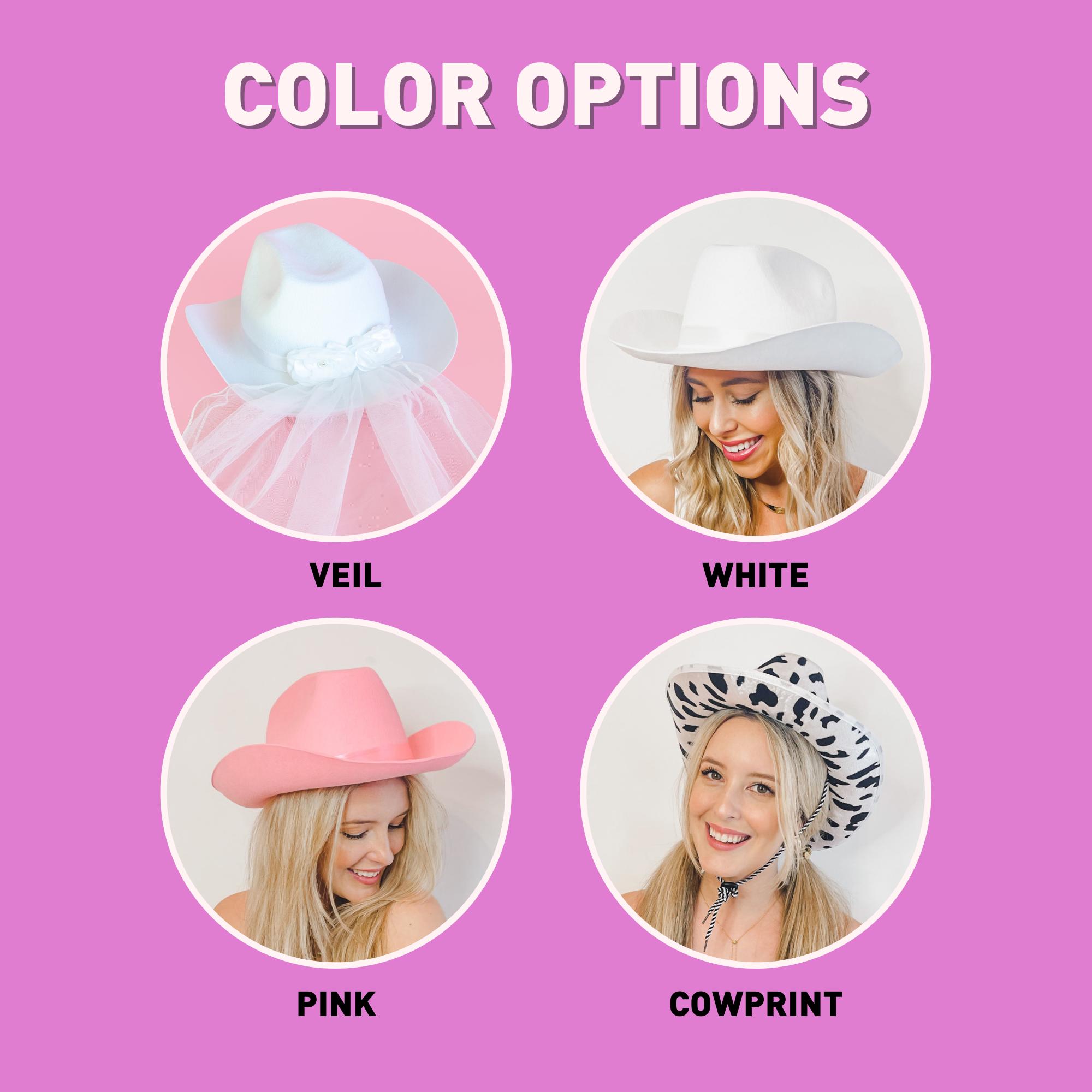 Bridesmaids pink cowgirl hats (6) pieces for bachelorette or bridal party 6 Sets Cowgirl Bachelorette Party Decorations Bulk Bride  main image 2
