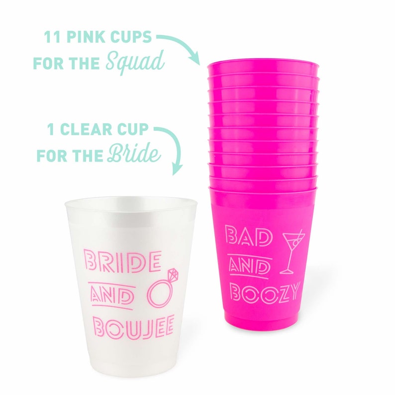 Bach & Boujee Bachelorette Party Cups 12 Pack Funny Bachelorette Party Favors Bad And Boozy Decorations 16 oz. Reusable Party Cups image 2