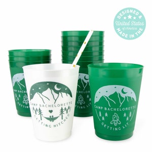 Camp Bachelorette Party Cups 12 Pack, 16 oz Reusable Frost Flex Drinkware Rustic Cabin Bridesmaid Bridal Party, Gifts, Favors, Decor image 3