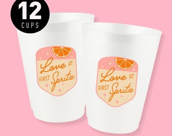 Love At First Spritz Bachelorette Cups, 12 Pk 16 oz | Custom Designed Drinkware | Italian Summer, Aperol Spritz, Bikinis & Martinis Decor