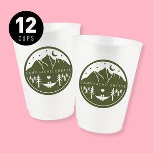 Camp Bachelorette Party Cups - 12 Pack 16 oz | Custom-Designed Drinkware | Summer Camp, Mountains & Martinis, Glamping Decor Gifts Favors