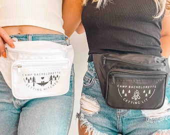 Camp Bachelorette Fanny Packs | Hiking Belt Bags with Zipper Pocket | Bridesmaids Bum Bags | Bridal Party Gifts | Camping Mountain Favors