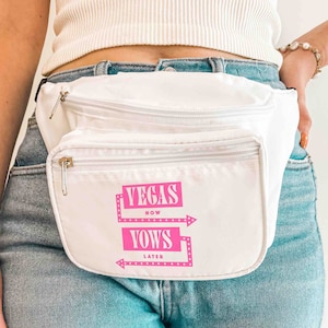 Vegas Now Vows Later Bachelorette Party Fanny Packs | Zippered Belt Bags | Adjustable Waistband | Las Vegas Bridesmaid Bags, Gifts, Favors