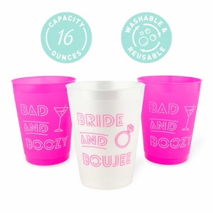 Bach & Boujee Bachelorette Party Cups 12 Pack Funny Bachelorette Party Favors Bad And Boozy Decorations 16 oz. Reusable Party Cups image 4