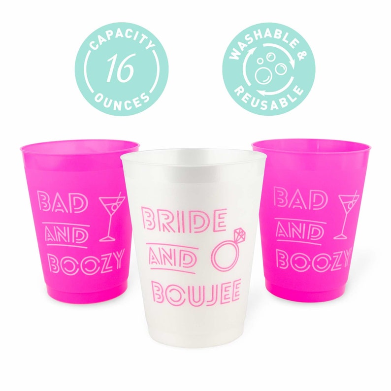 Bach & Boujee Bachelorette Party Cups 12 Pack Funny Bachelorette Party Favors Bad And Boozy Decorations 16 oz. Reusable Party Cups image 4