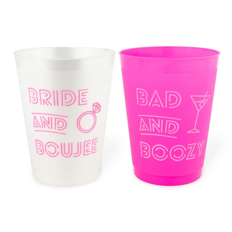 Bach & Boujee Bachelorette Party Cups 12 Pack Funny Bachelorette Party Favors Bad And Boozy Decorations 16 oz. Reusable Party Cups image 1