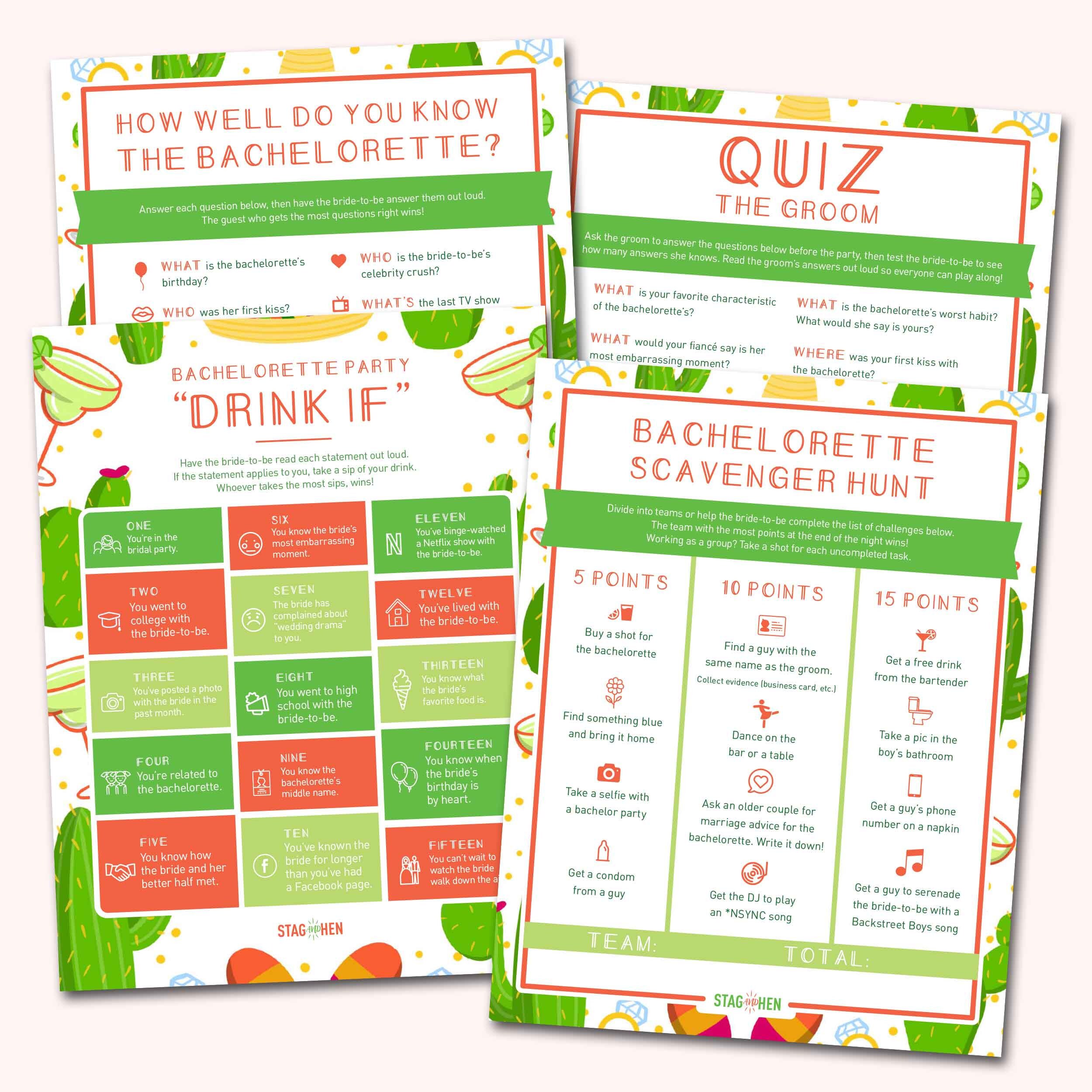 Final Fiesta Bachelorette Party Game Bundle | Printable PDF | Instant Download | Bachelorette Party Activities | Final Fiesta Favors