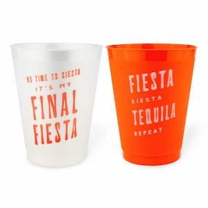 Final Fiesta Bachelorette Party Cups | 12 Pack, 16 oz | Reusable Frost Flex Drinkware | Mexican Bridesmaid Bridal Party Gifts, Favors, Decor
