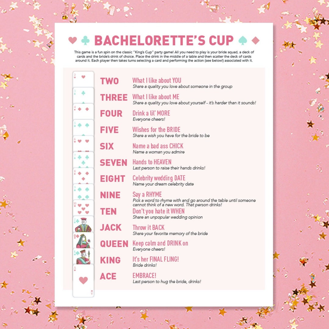 Bachelorette King's Cup Game | Printable PDF | Instant Download ...