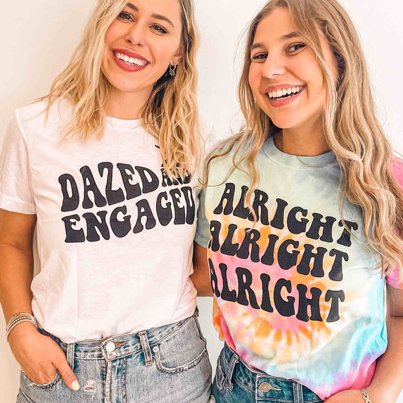 Tie-dye Bachelorette Party Shirts Dazed & Engaged Party Tees - Etsy