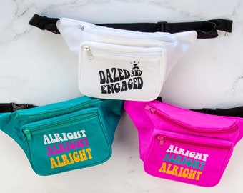 Dazed & Engaged Fanny Packs | Zippered Belt Bags | Adjustable Waistband | 1990s Bridesmaid Bags |Bridesmaid Bridal Shower Gifts Favors Party