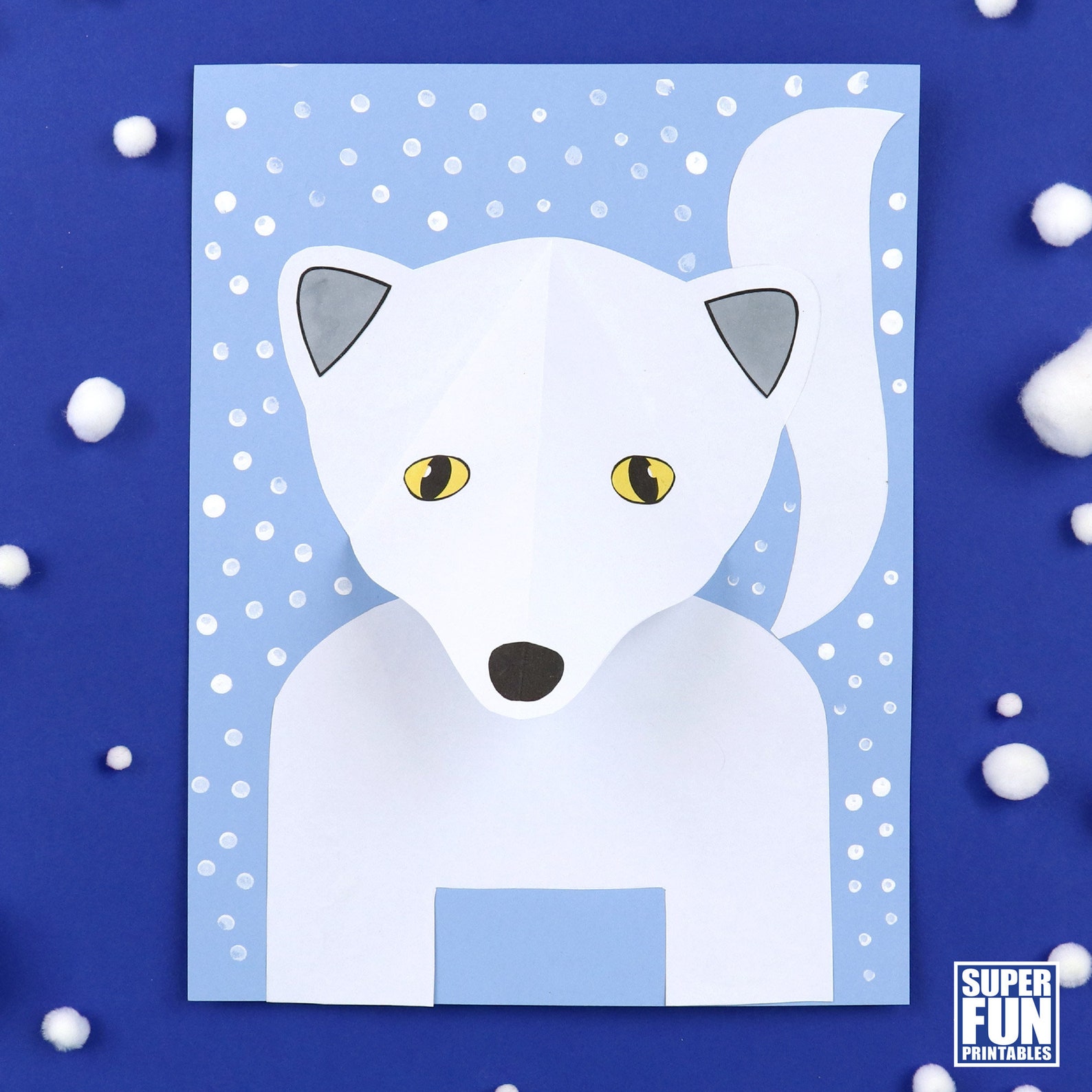 3D Arctic Fox Paper Craft Etsy
