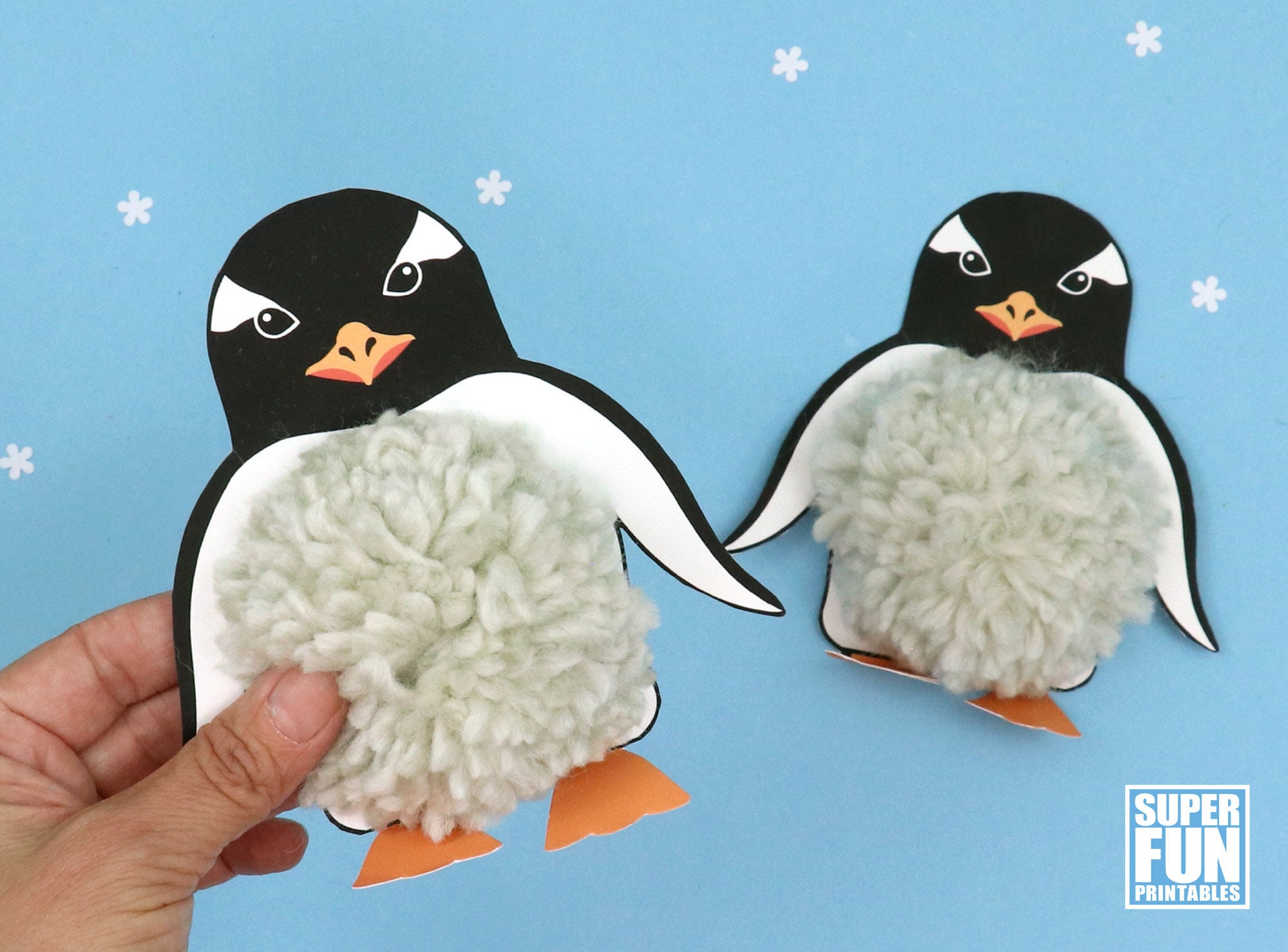 Pom pom penguin craft