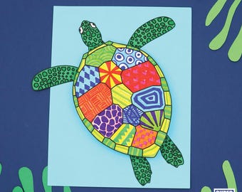 Wzór 3D Żółw artystyczny