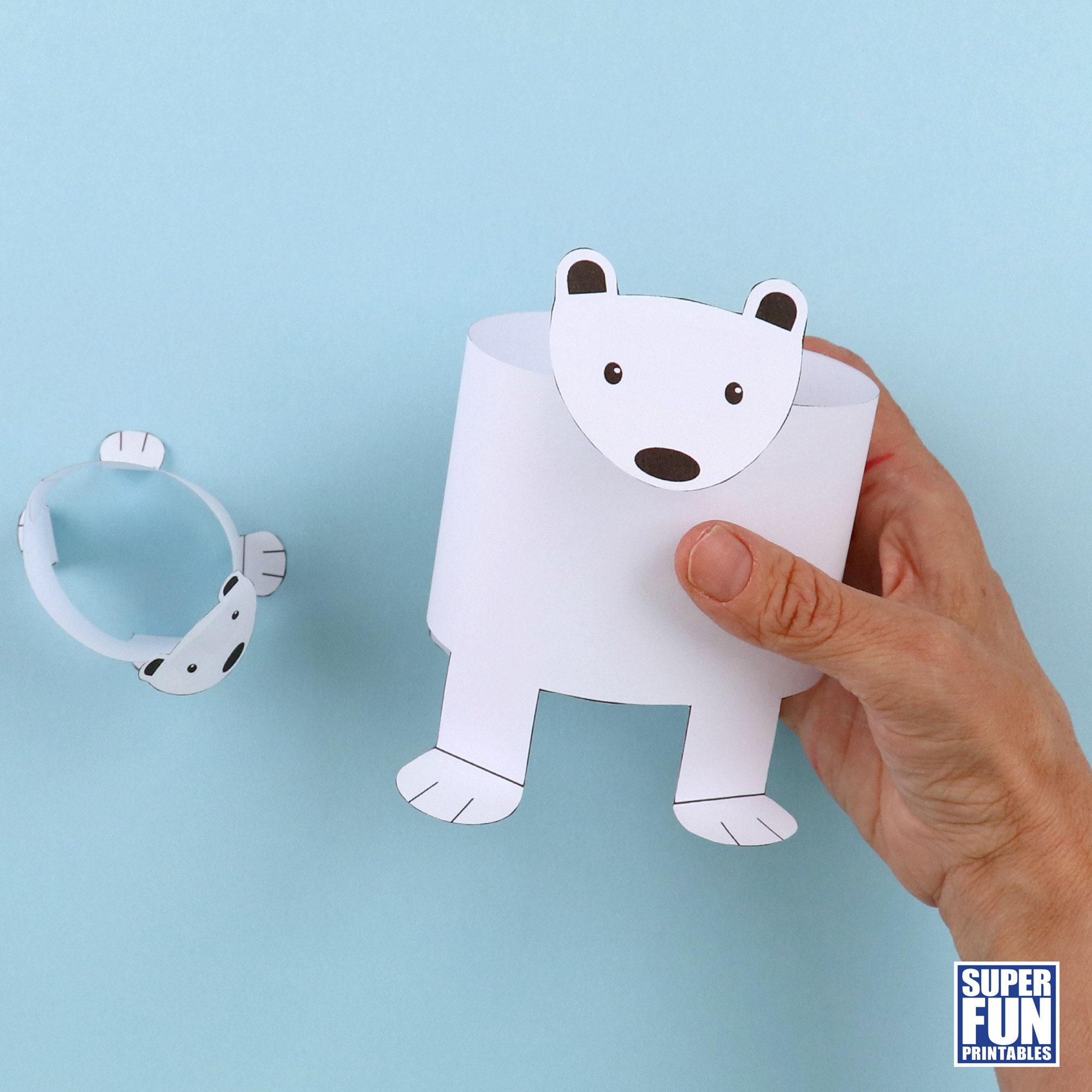 Paper polar bear mother and cubs craft Etsy España