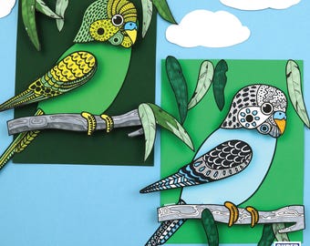 Projekt artystyczny 3D z wzorem papugi falistej