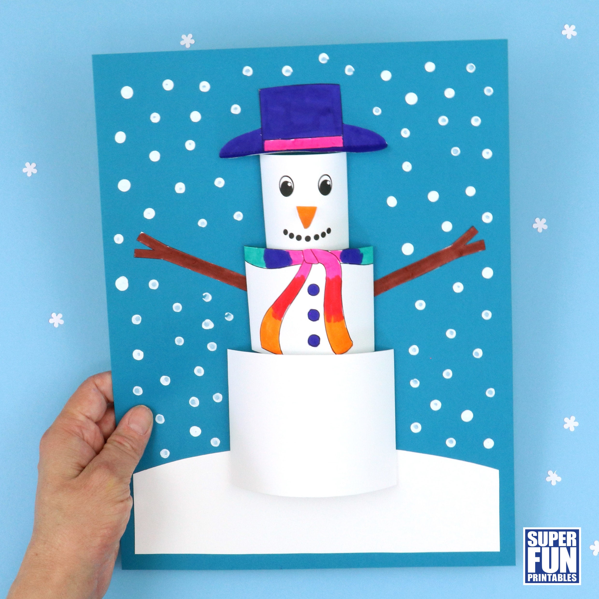 3D Paper Snowman Craft 
