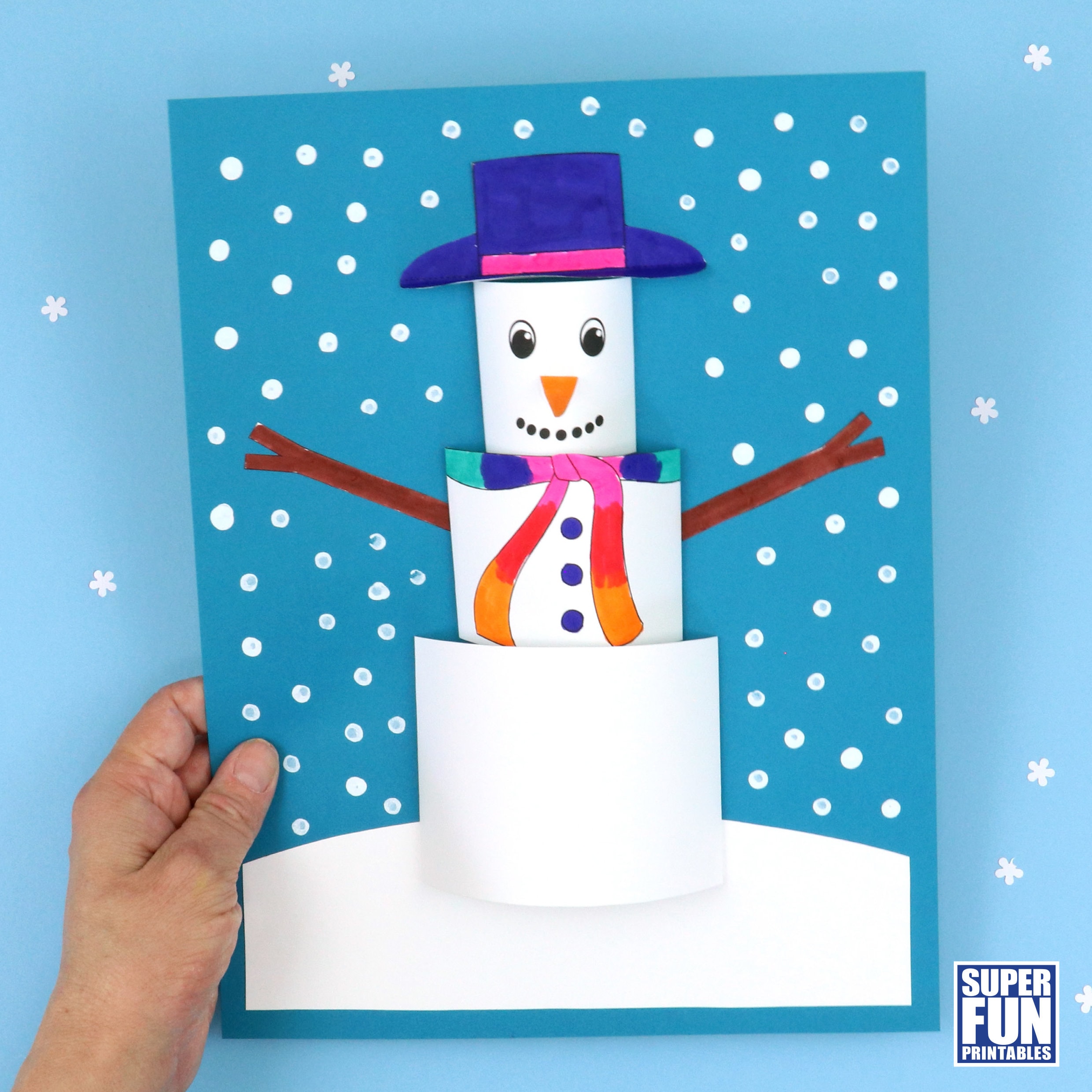 3D Paper Snowman Craft Etsy 3D Paper Snowman Craft Etsy
