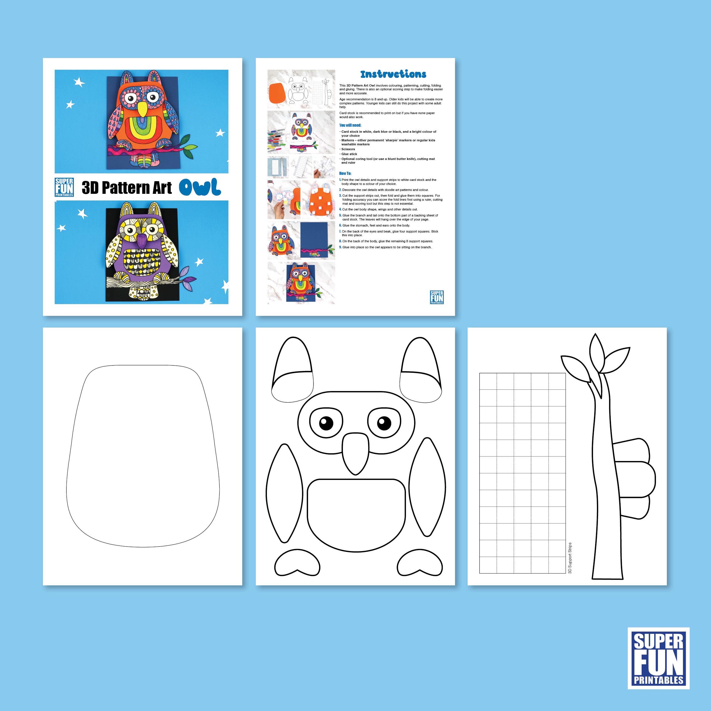 3D-patroonkunst Uil - Etsy België, image size:2480x2480