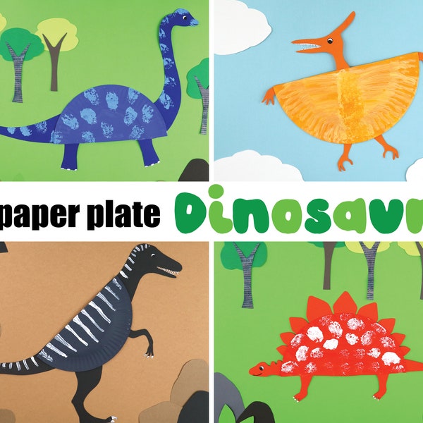 12 bricolages de dinosaures en assiette en carton